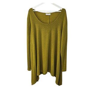 Bryn Walker Womens High Low Long Sleeve Swing Top, Green, Stretch, Size XL